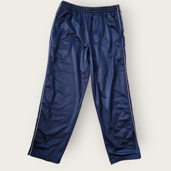 Starter Track Pants Men's Size L Navy Blue Gray Stripe Zip Ankle Stretch VTG - Picture 1 of 6